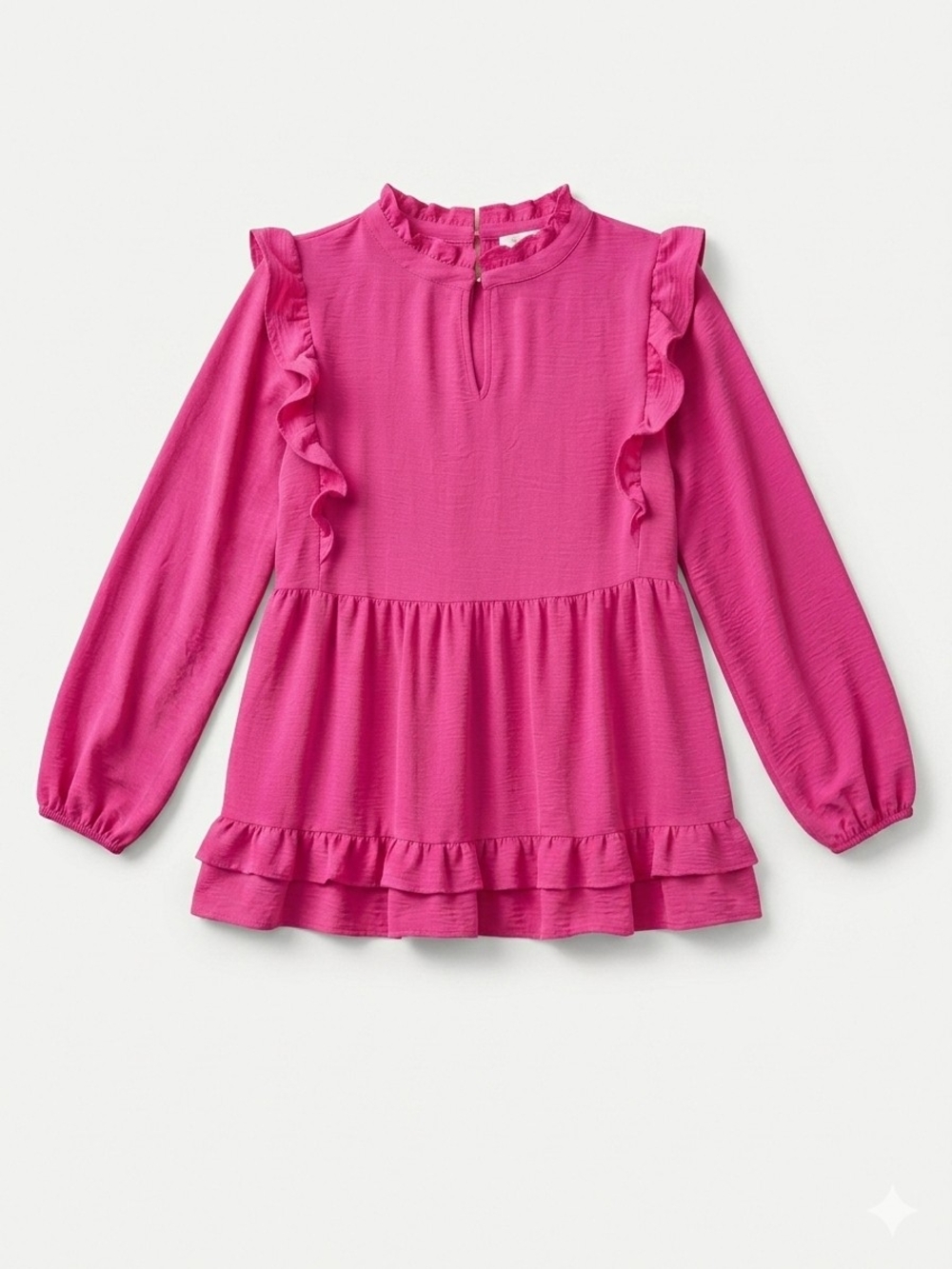 JODIFL Pink Ruffle Dress | Boutique Mini Dress | Feminine Boho Cottagecore | - Picture 3 of 10